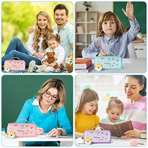 Only-bags.store Trousse à crayons à 3 compartiments, trousse de papeterie , jolie trousse à crayons donuts pour écolier ado  