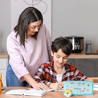 Only-bags.store Trousse à crayons à 3 compartiments, trousse de papeterie , jolie trousse à crayons donuts pour écolier ado  