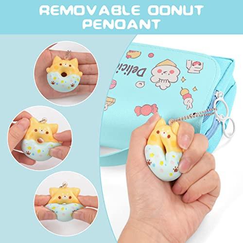 Only-bags.store Trousse à crayons à 3 compartiments, trousse de papeterie , jolie trousse à crayons donuts pour écolier ado  