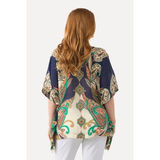 Ulla Popken  Blusa di chiffon dal taglio oversize con scollo rotondo e mezze maniche 