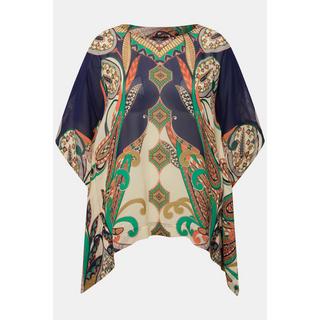 Ulla Popken  Blusa di chiffon dal taglio oversize con scollo rotondo e mezze maniche 