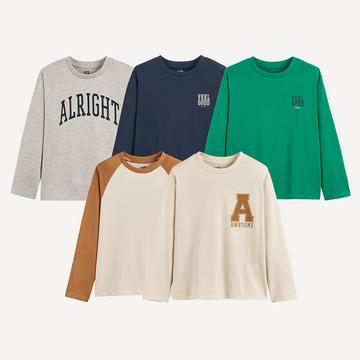 Lot de 5 t-shirts manches longues imprimé&nbsp;