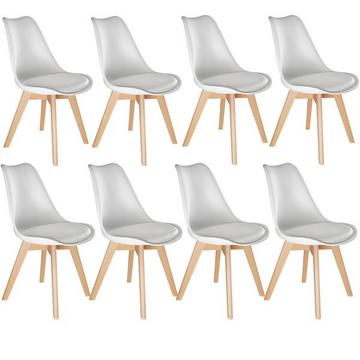 8 Chaises de Salle à Manger FRÉDÉRIQUE Style Scandinave Pieds en Bois Massif Design Moderne