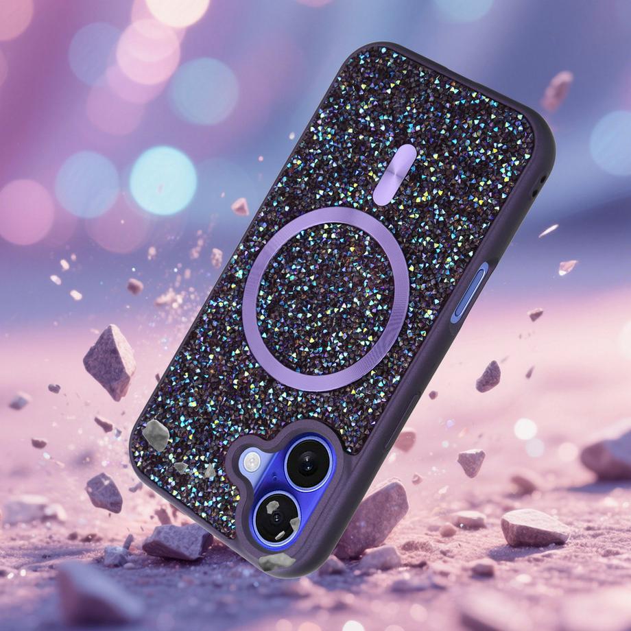 Cadorabo  iPhone 16 PLUS Hülle kompatibel mit MagSafe Glitzer Diamant Design 