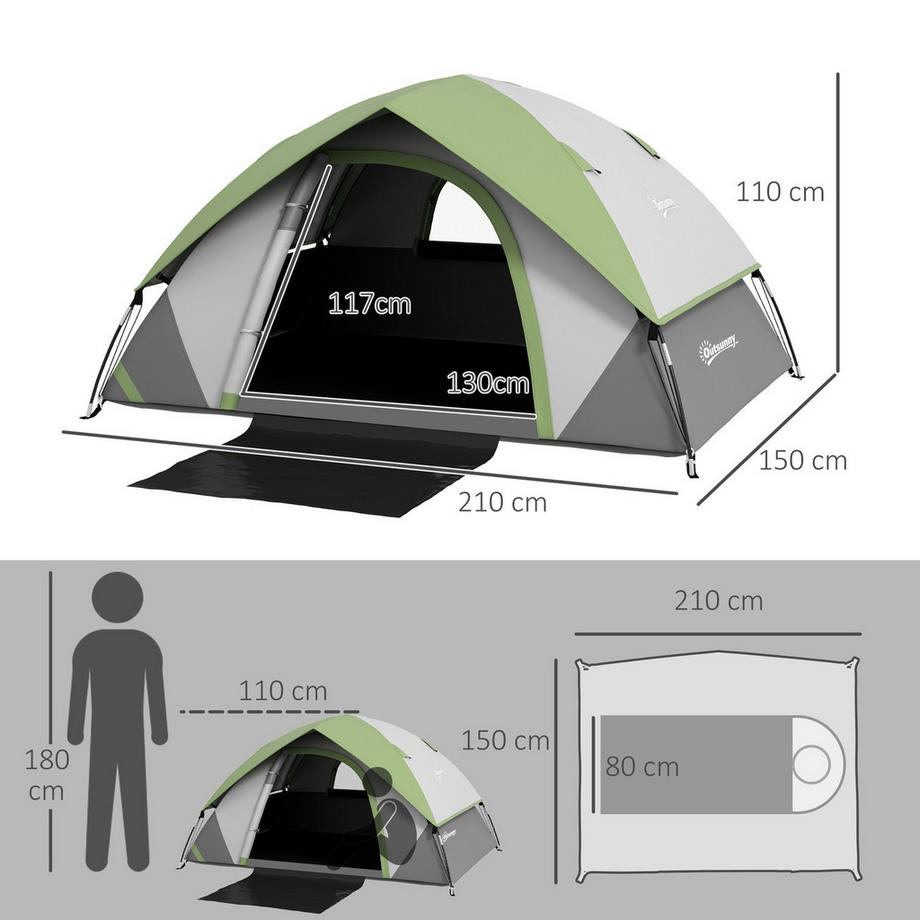 Northio  Kuppelzelt für 2 Personen leicht, stabil wasserdicht Familienzelt mit Tür&Fenster Packtasche, Haken, Campingzelt mit 3000mm Wassersäule Zelt für Camping Reise Trekking Garten | 