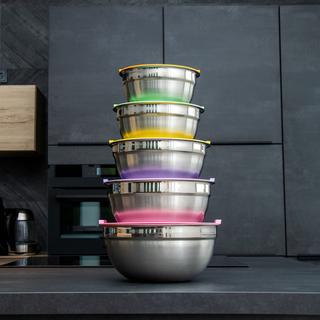 Intirilife Set de 5 saladiers en acier inoxydable avec couvercle hermétique  