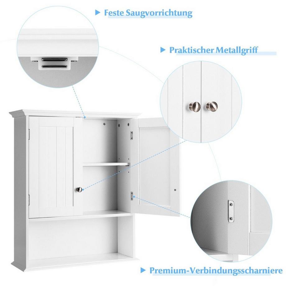 Northix Armoire murale de salle de bain en bois, 60 x 20 x 70,5 cm, blanche  