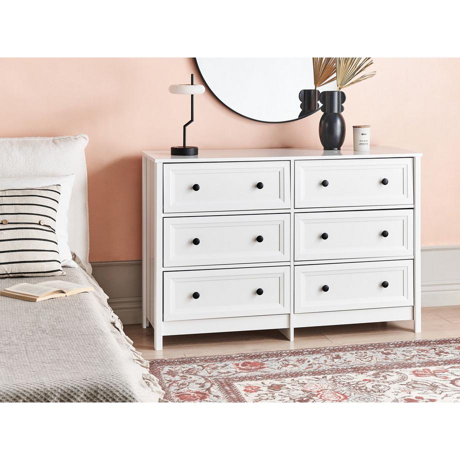 Beliani Commode à 6 tiroirs en Panneau de particules de bois Scandinave HAZELVALE  