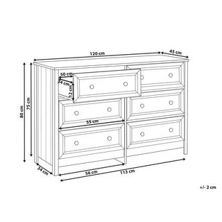 Beliani Commode à 6 tiroirs en Panneau de particules de bois Rétro HAZELVALE  