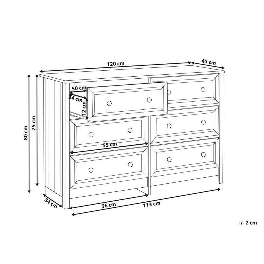 Beliani Commode à 6 tiroirs en Panneau de particules de bois Scandinave HAZELVALE  
