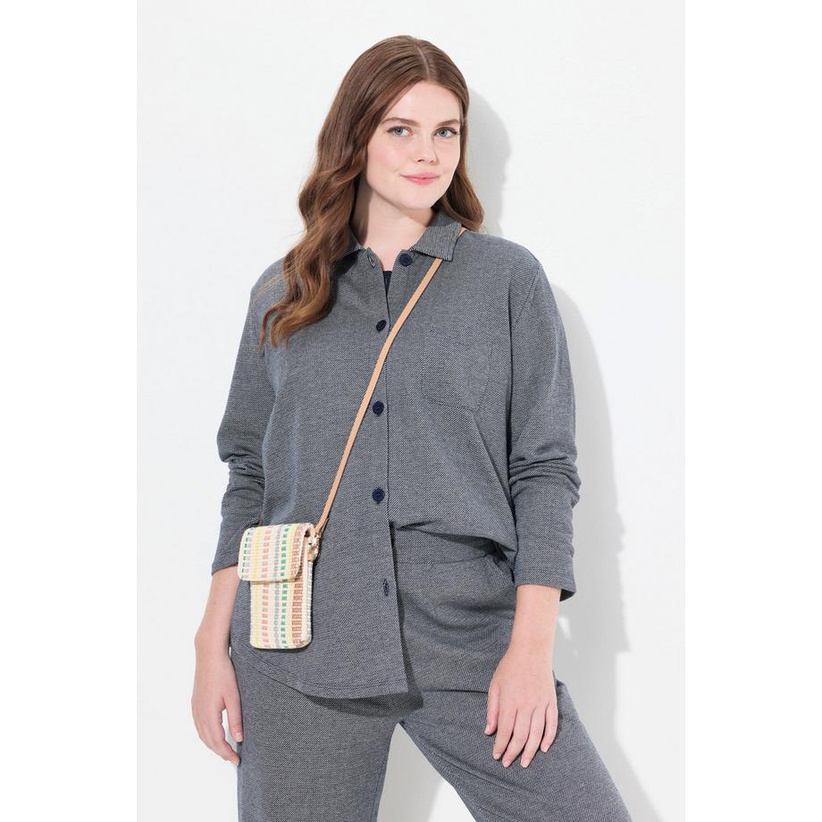 Ulla Popken Sweat-Shaket Hemdkragen Brusttasche  