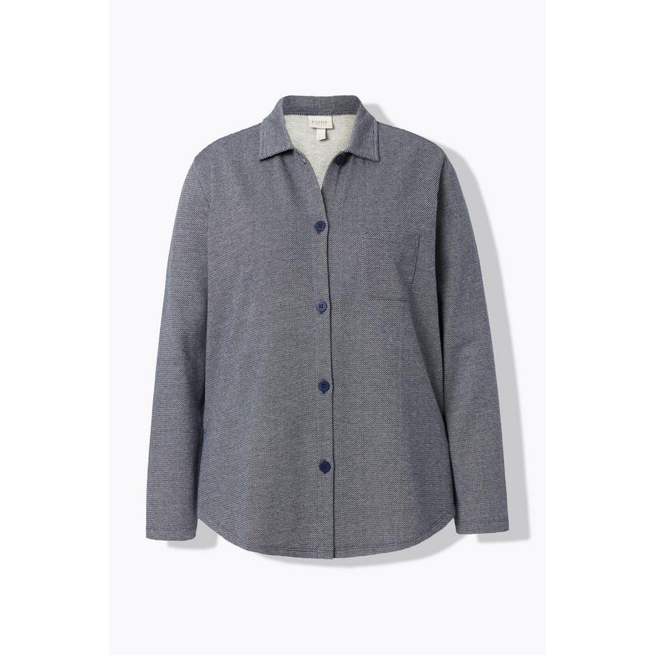 Ulla Popken Sweat-Shaket Hemdkragen Brusttasche  