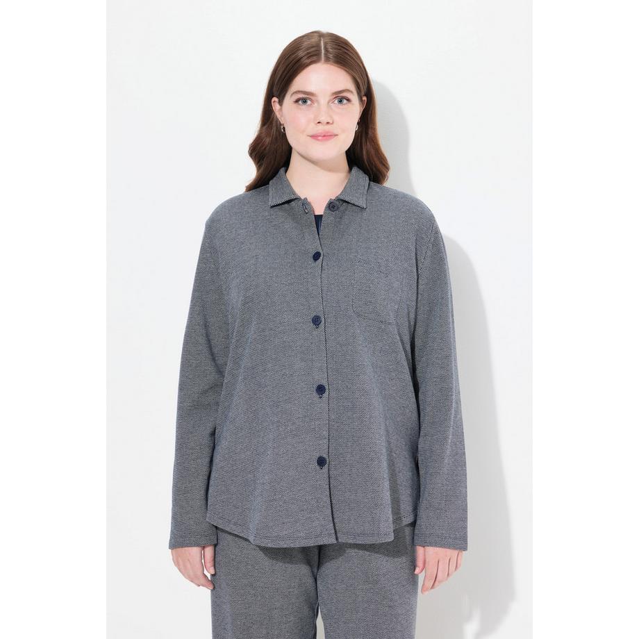 Ulla Popken Sweat-Shaket Hemdkragen Brusttasche  