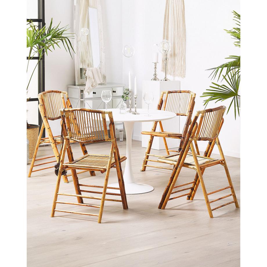 Beliani Lot de 4 chaises de salle à manger en Bambou Boho TRENTOR  