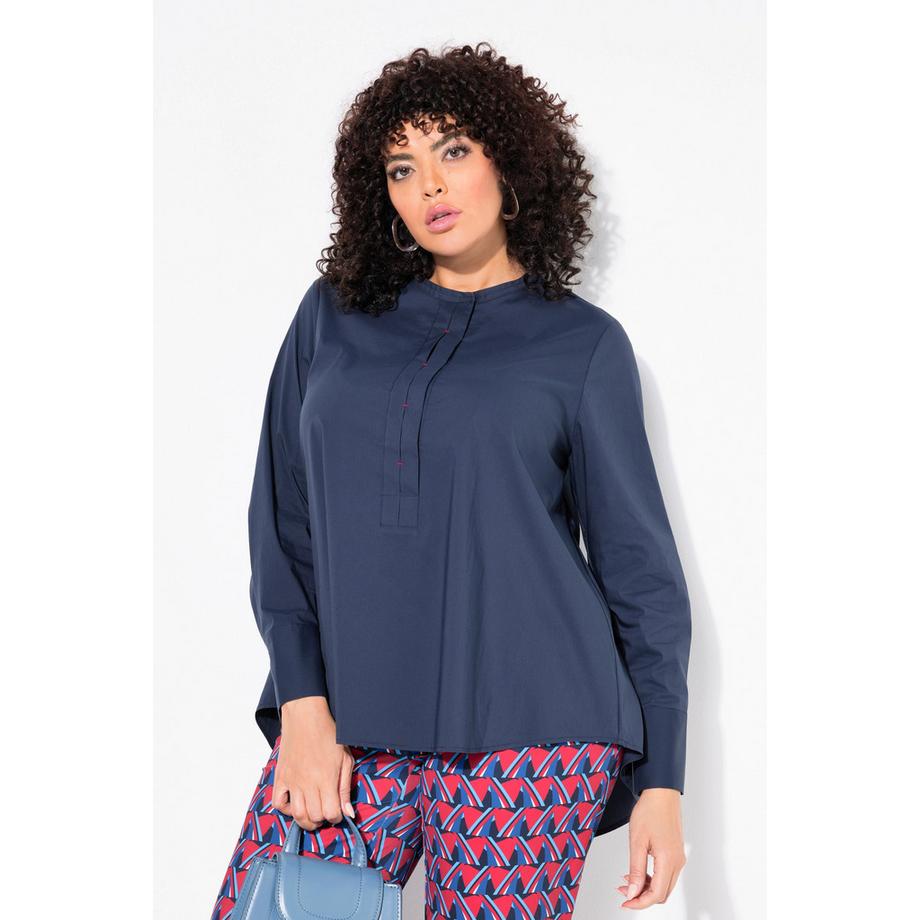 Ulla Popken Tunique Barre Décorative Coupe Évasée Col Rond Manches Longues  