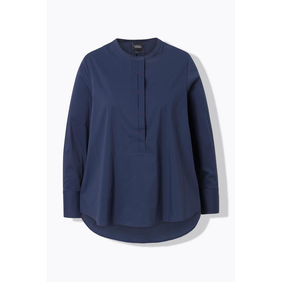 Ulla Popken Tunique Barre Décorative Coupe Évasée Col Rond Manches Longues  