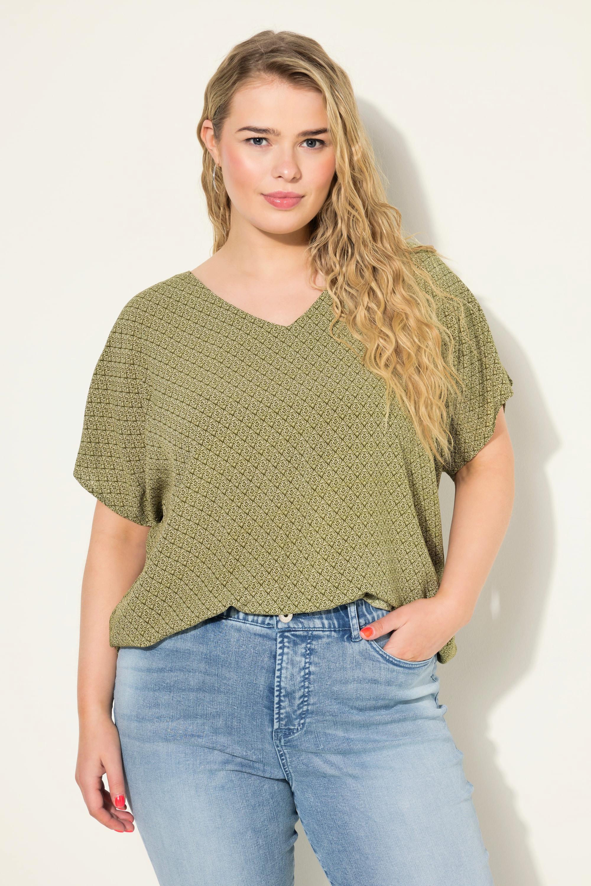 Studio Untold  Blouse oversized à encolure en V, micro-imprimé 