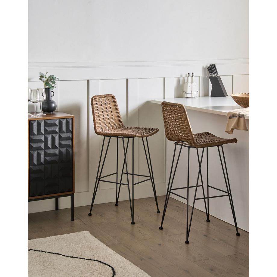 Beliani Set di 2 sedie alte en Rattan  CASSITA  