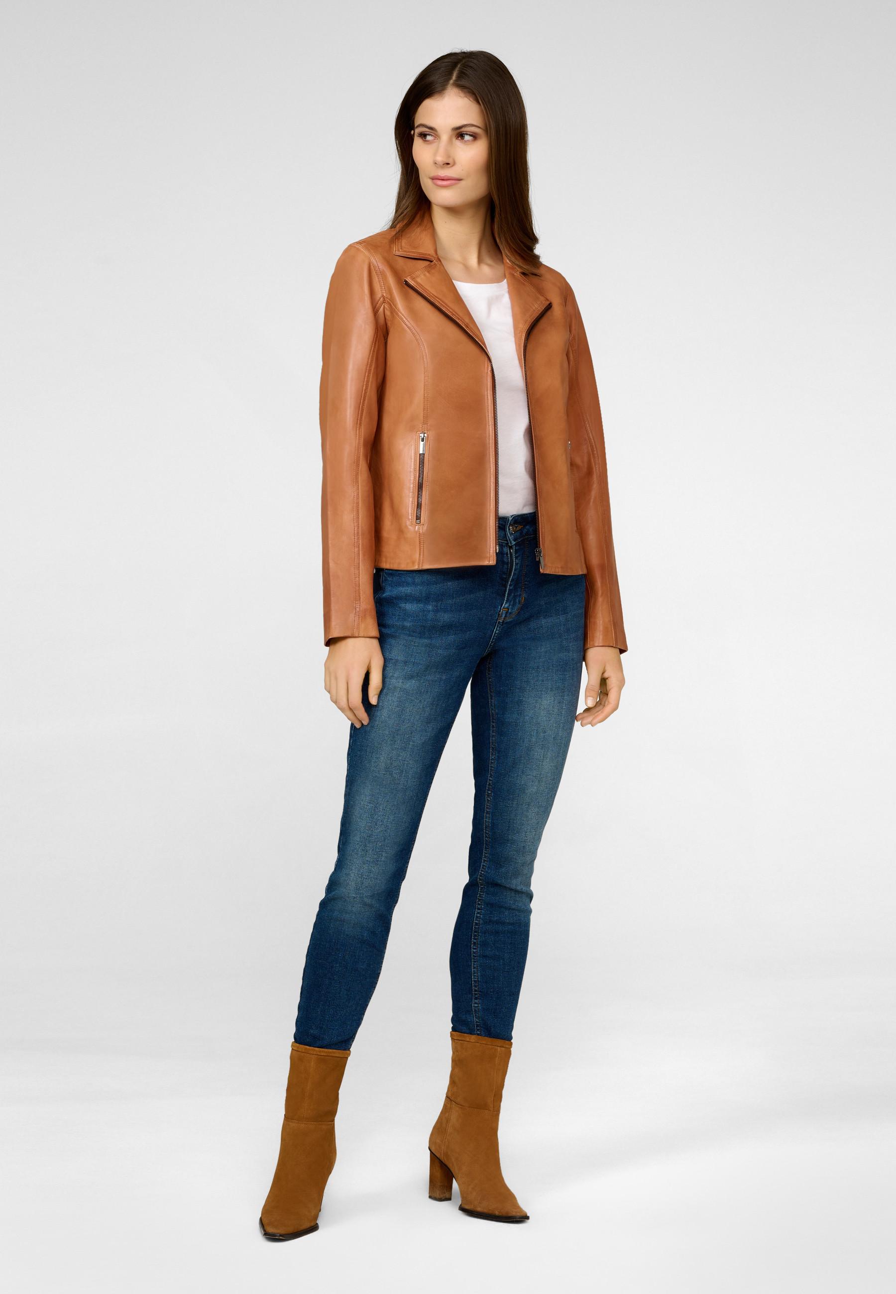 RICANO  Veste en cuir s Amelie, style classique avec col revers 