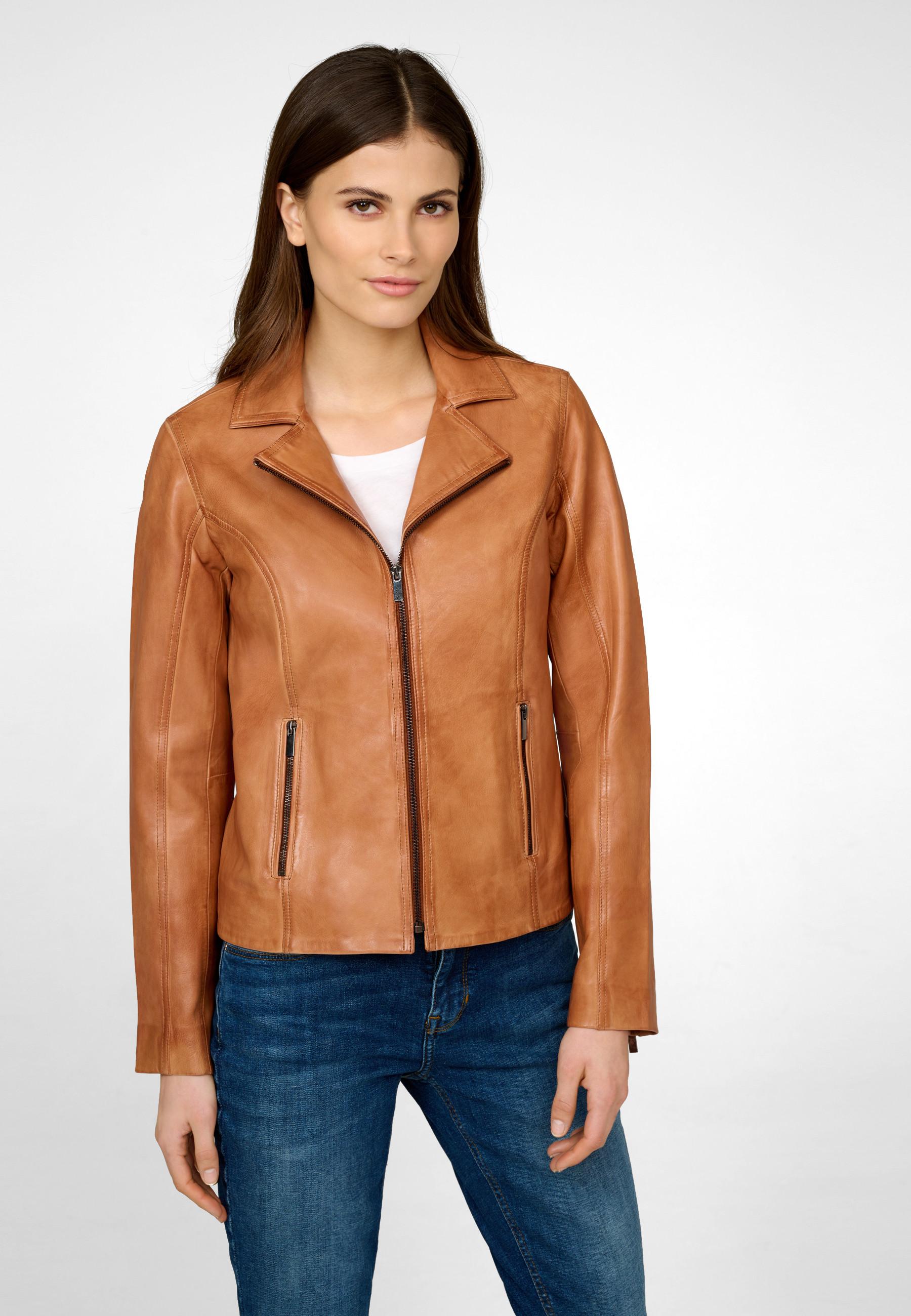 RICANO  Veste en cuir s Amelie, style classique avec col revers 