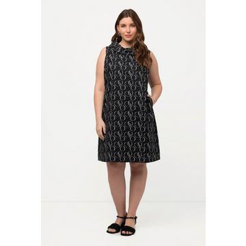 Robe, cercles, ligne en A, col roulé, sans manches, lin mélangé
