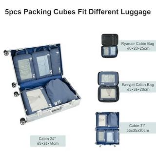 Only-bags.store  5-Piece Compression Suitcase Organiser Set for Backpack Compression Packing Cubes Packing Cubes Suitcase Organiser Packing Bags Clothes Bags for Suitcases Travel Organiser (Pure Blue) 