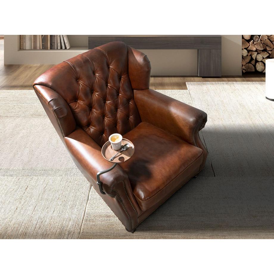 ANGEL CERDA Chester-Sessel aus cognacbraunem Leder  