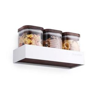 Forster Home Magnetisches Vorratsregal inkl. 3 Glasbehältern Walnuss  