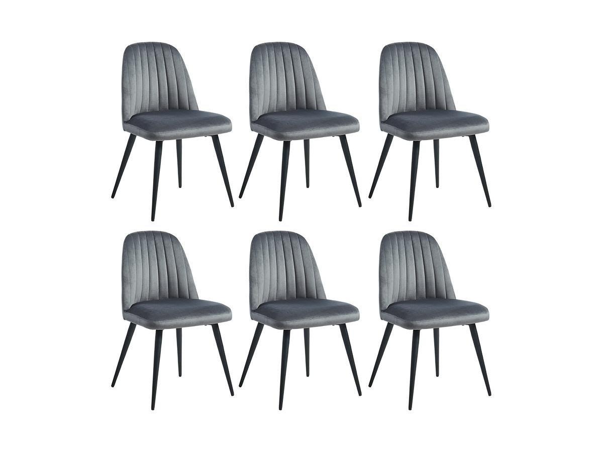 Vente-unique Lot de 6 chaises ELEANA Velours Métal  