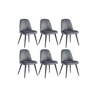 Vente-unique Lot de 6 chaises ELEANA Velours Métal  