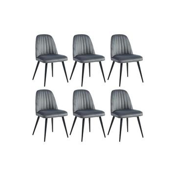 Lot de 6 chaises ELEANA Velours Métal