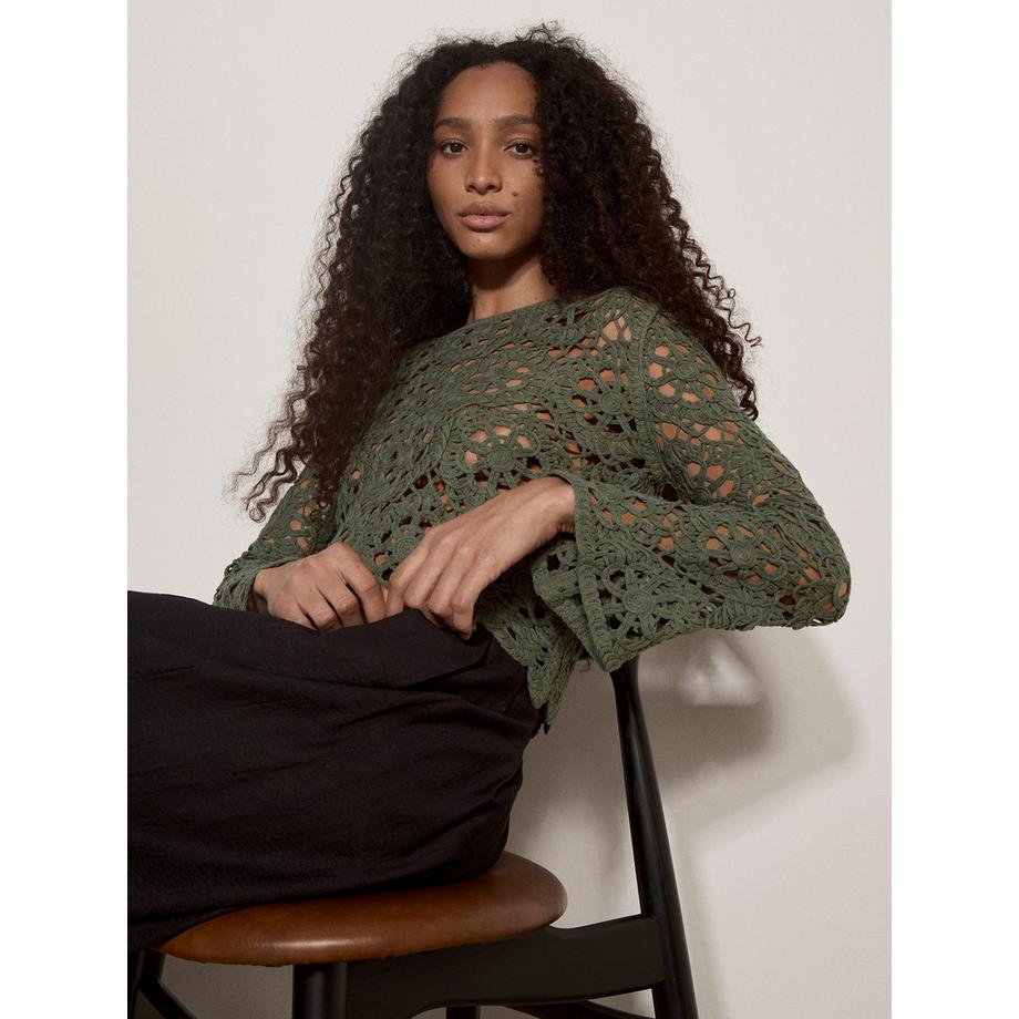 APRICOT Boho Blumen Häkeloberteil  