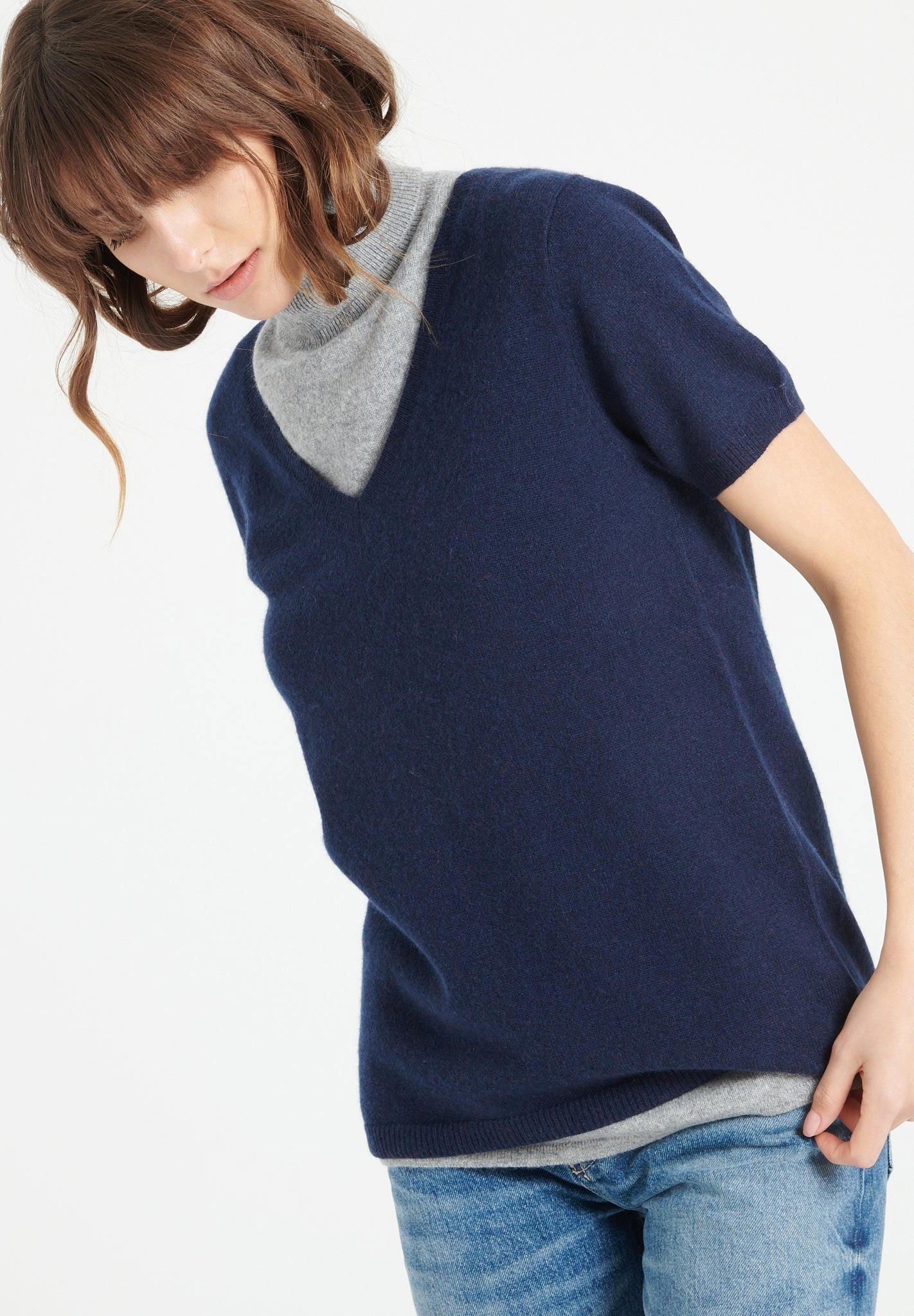 Studio Cashmere8  LILLY 14 Maglia manica corta con scollo a V - 100% cashmere 