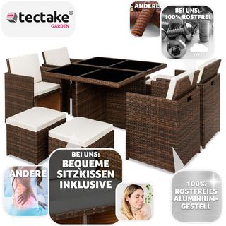 Tectake Salon de jardin MANHATTAN 8 places avec 2 sets de housses + housse de protection, variante 2  