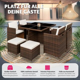 Tectake Salon de jardin MANHATTAN 8 places avec 2 sets de housses + housse de protection, variante 2  