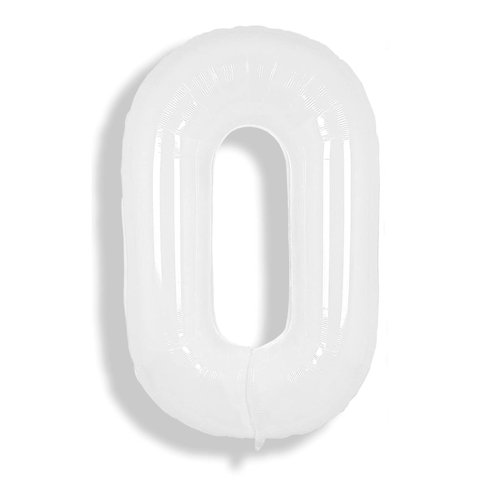 Unique  Ballon Aluminium Blanc Chiffre 0 