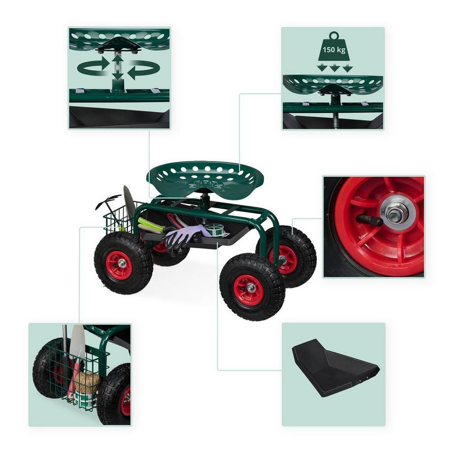 Northix Siège de jardin mobile avec rangement  