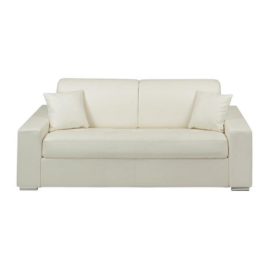 Vente-unique Schlafsofa 3Sitzer Kunstleder Liegefläche mit Lattenrost mit breiten Latten 1Matratze EMIR  