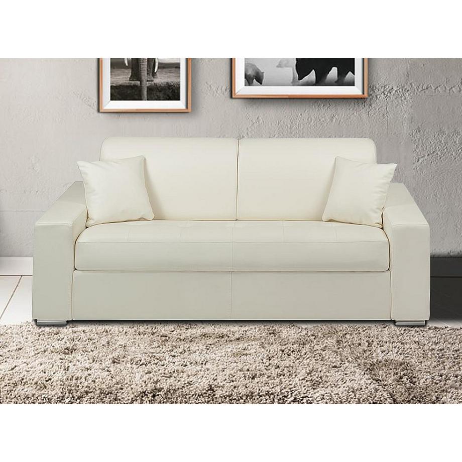 Vente-unique Schlafsofa 3Sitzer Kunstleder Liegefläche mit Lattenrost mit breiten Latten 1Matratze EMIR  