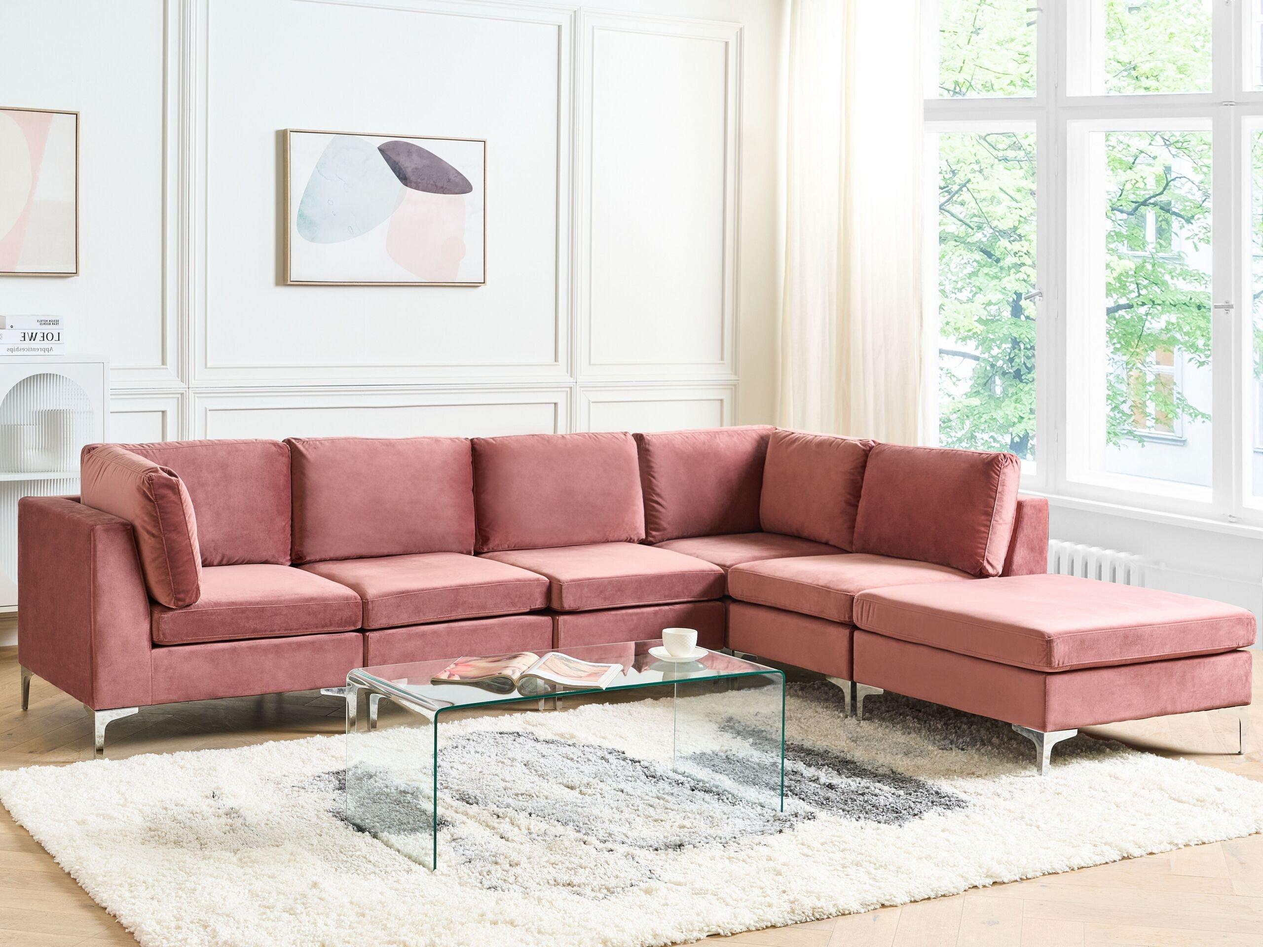 Beliani Canapé avec pouf en Velours Moderne EVJA  