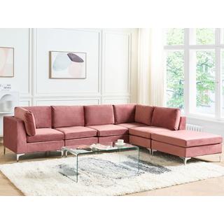 Beliani Sofa mit Ottomane aus Samtstoff Modern EVJA  