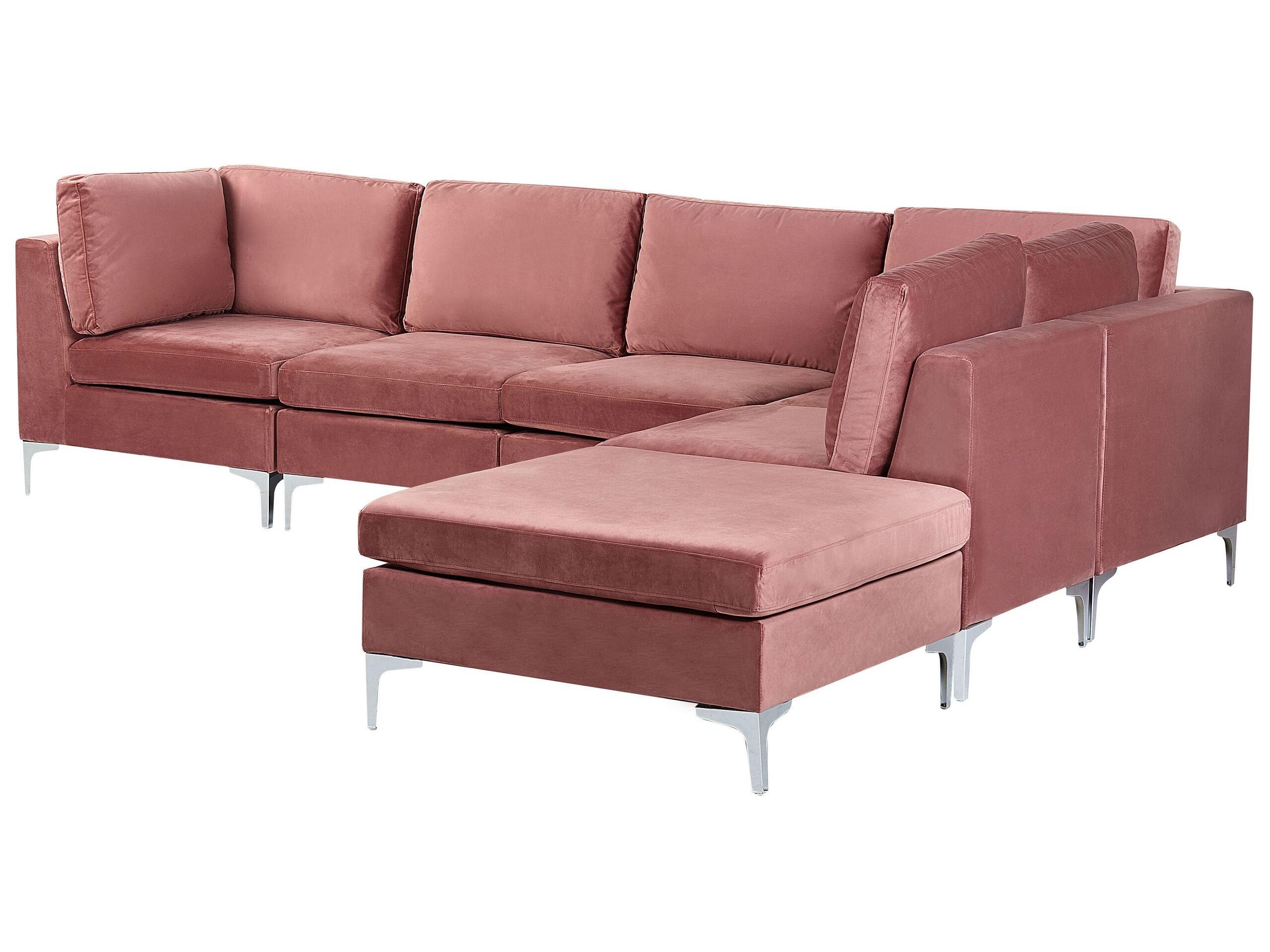 Beliani Sofa mit Ottomane aus Samtstoff Modern EVJA  