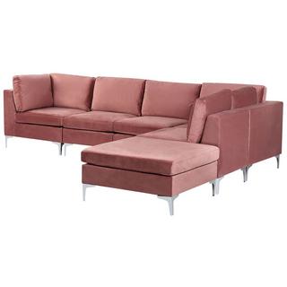 Beliani Sofa mit Ottomane aus Samtstoff Modern EVJA  