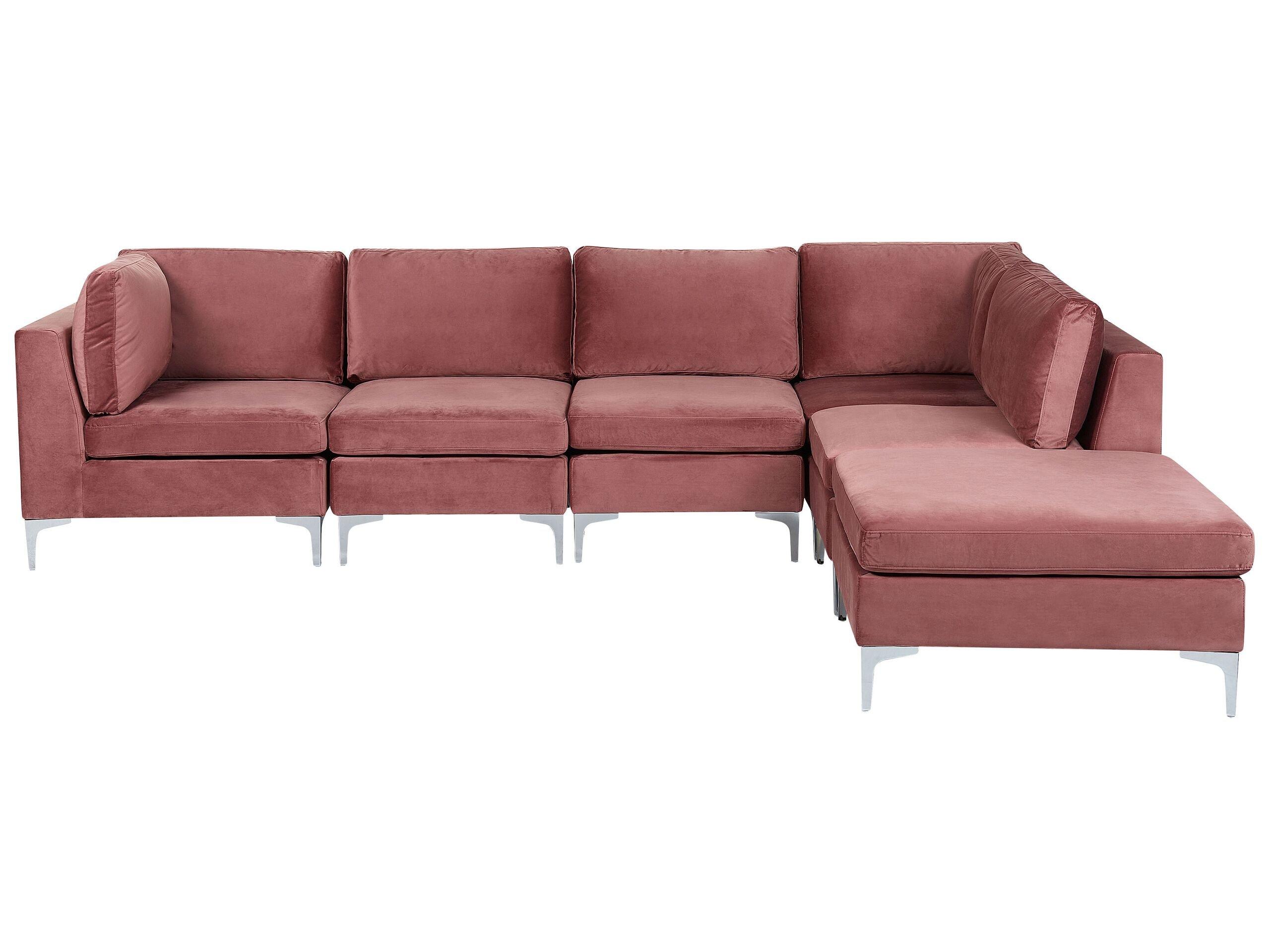 Beliani Sofa mit Ottomane aus Samtstoff Modern EVJA  