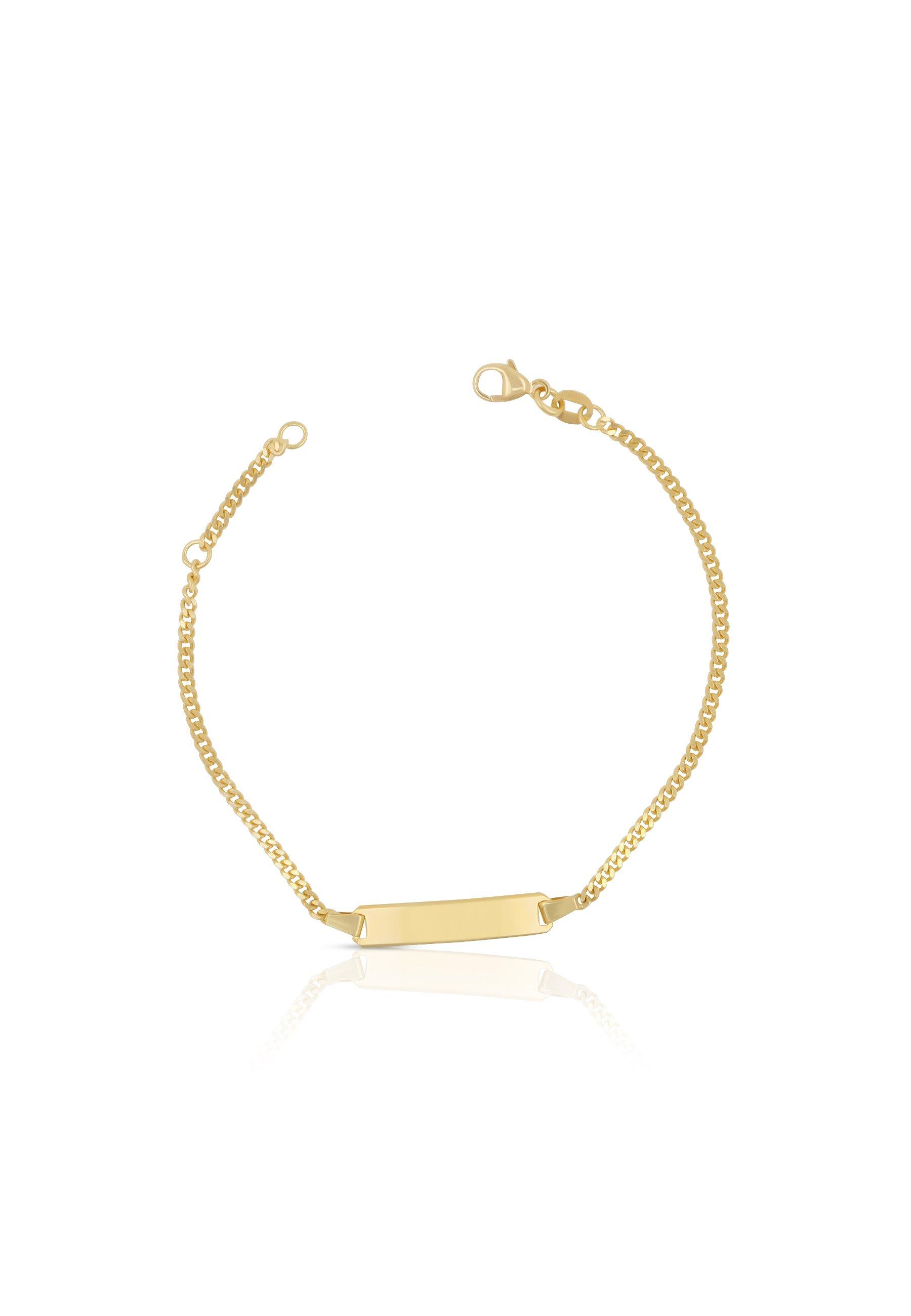 MUAU Schmuck  Bébé Bracelet Panzer Gelbgold 375, 14cm Gravurplatte 2.1cm 