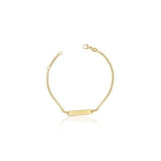 MUAU Schmuck  Bébé Bracelet Panzer Gelbgold 375, 14cm Gravurplatte 2.1cm 