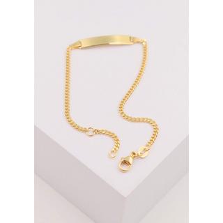 MUAU Schmuck  Bébé Bracelet Panzer Gelbgold 375, 14cm Gravurplatte 2.1cm 