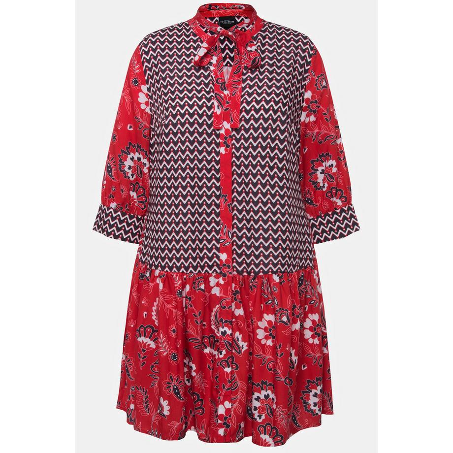 Ulla Popken Lyocell Bluse Bindeband Stehkragen 3/4 Arm  