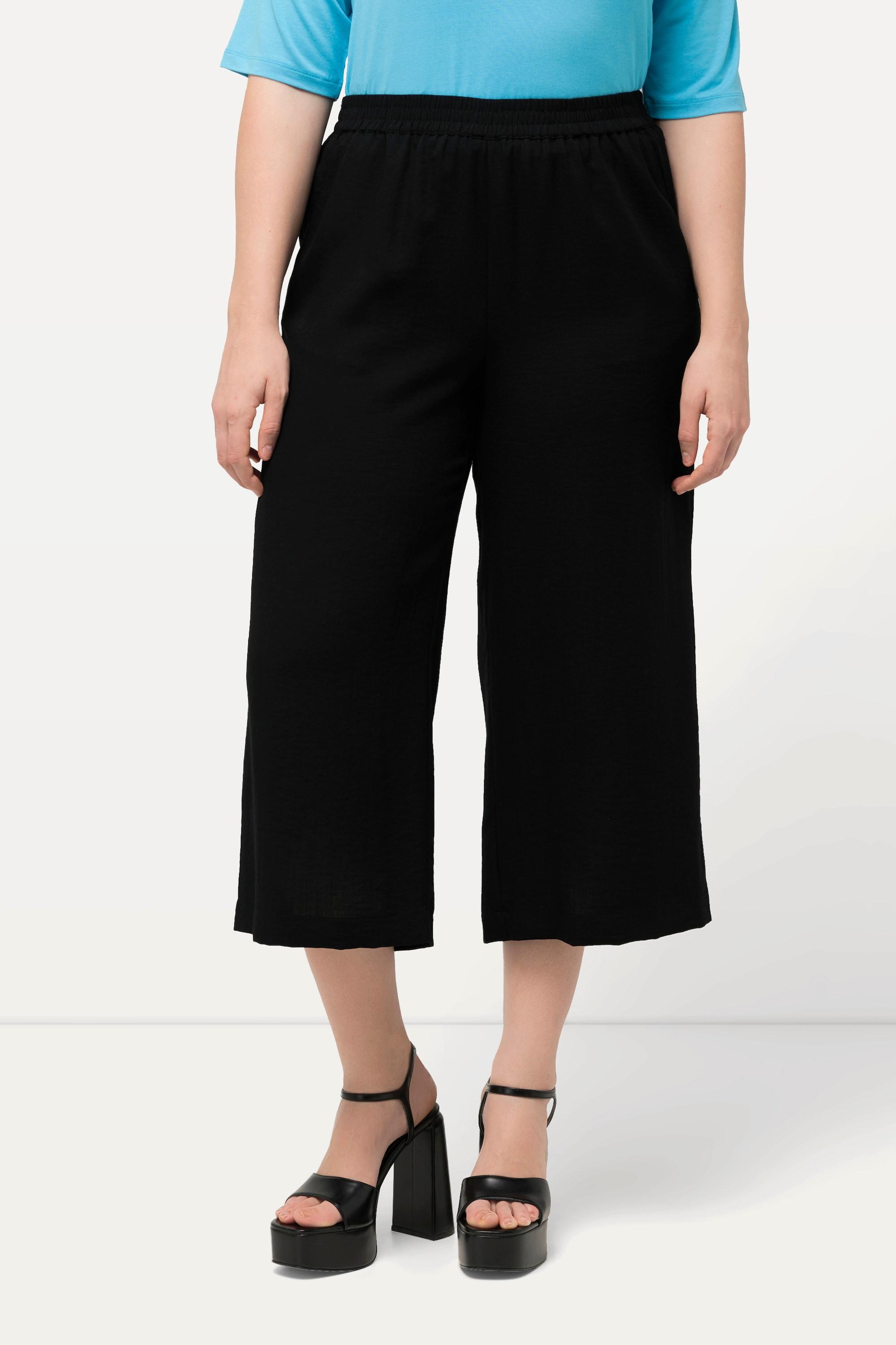 Ulla Popken  Culottes con taglio della gamba ampio e lungo fino al polpaccio e cintura elastica 