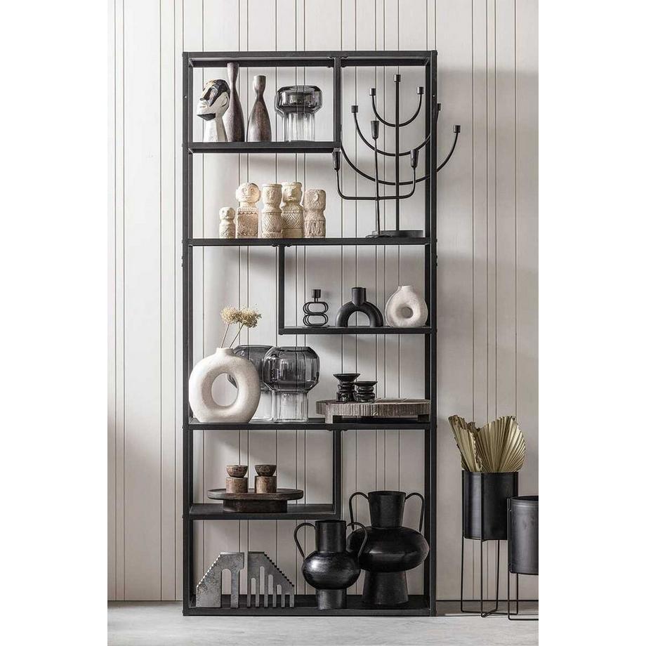 mutoni Portacandela Jake in ceramica nera  